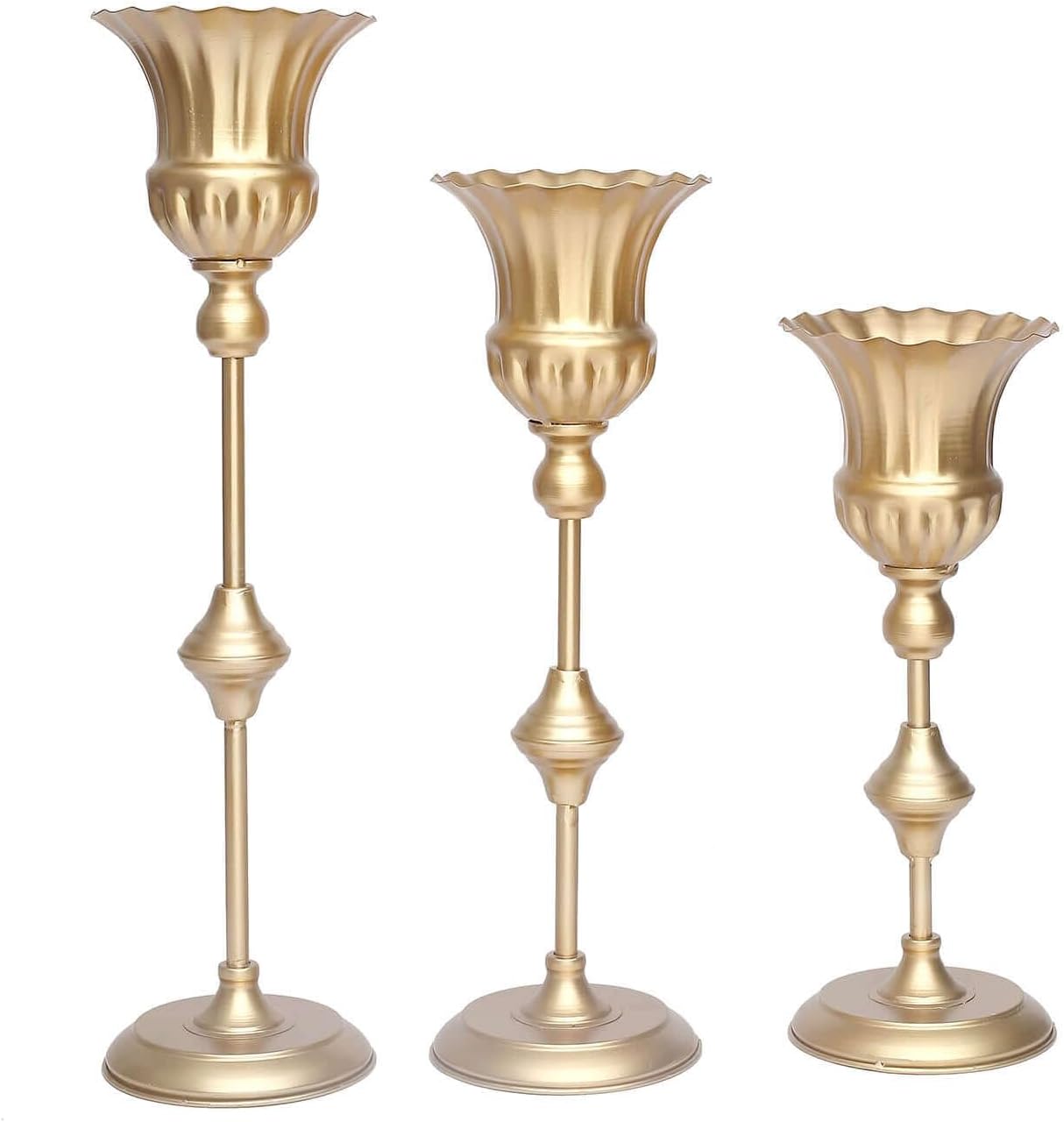 Efavormart Candelabra Centerpiece Crown Top Table Standing Hurricane Candle Holders with Glass Tube (Gold, Type67)