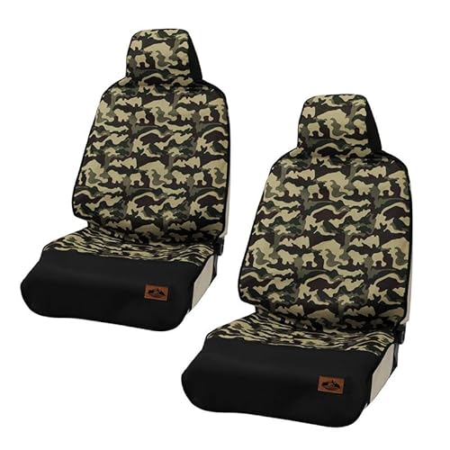 シートカバー 防水 車用 迷彩防水 フロント席用2席分 ブラック 軽自動車用 普通自動車用 汎用 プリウス タント エブリイワゴン 簡単取付 おしゃれ 汚れ防止 カモフラージュ