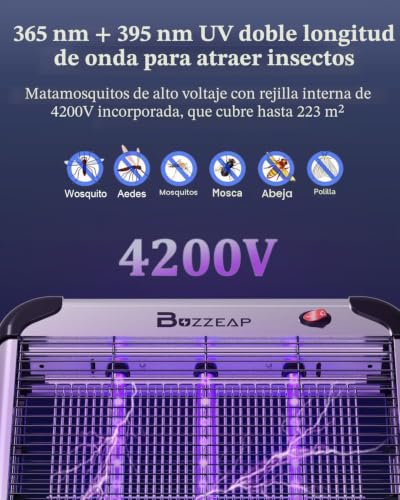 Repelente electrónico de mosquitos para interiores con luces LED mata insectos 6