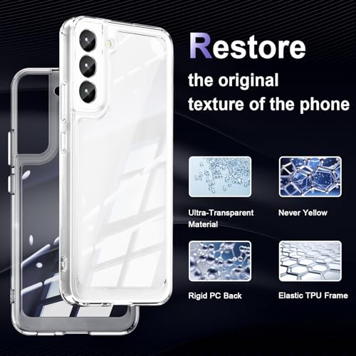 Image of Case for Samsung Galaxy S22 Plus 5G, Military Grade Drop Protection Phone Case, Yellowing Resistant, Anti-Scratch Hard PC Back, Shockproof Hard Ultra-Thin Protective Cover, Clear