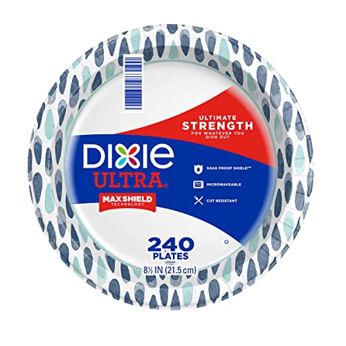 Dixie Ultra Disposable Paper Plates 8 inch Lunch or Light Dinner Size Printed Disposable Plates 240-count