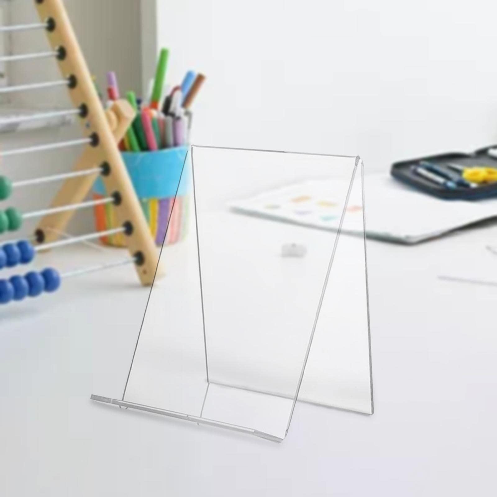 6 Stück Acryl-Buchständer Transparent – Menühalter, Prospektständer, Tischaufsteller Für Schule, Büro, Restaurant, Inkl. 42 Etiketten