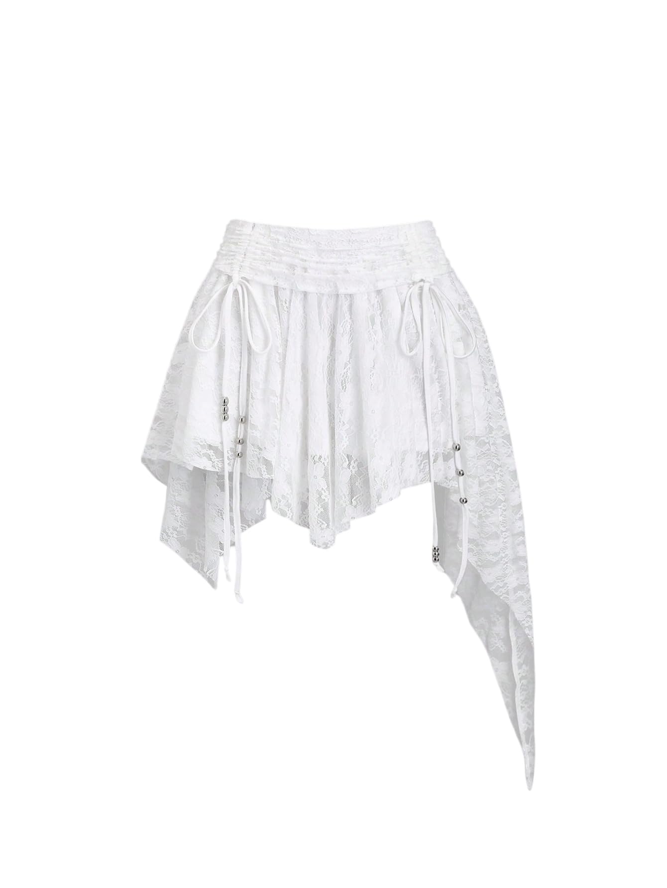 Photo 1 of WDIRARA Women's Asymmetrical Ruffle Skirt White