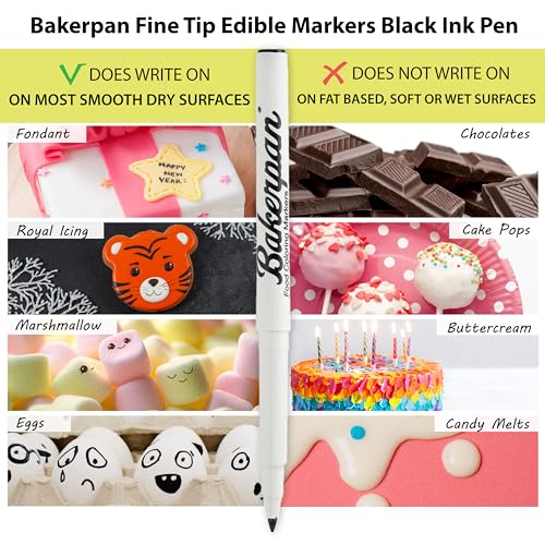 Bakerpan Black Edible Markers for Cookie Decorating, Fine Tip, 3 Pack - image 2
