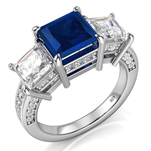 Metal factory sz 6 sterling silver 925 princess cut blu…