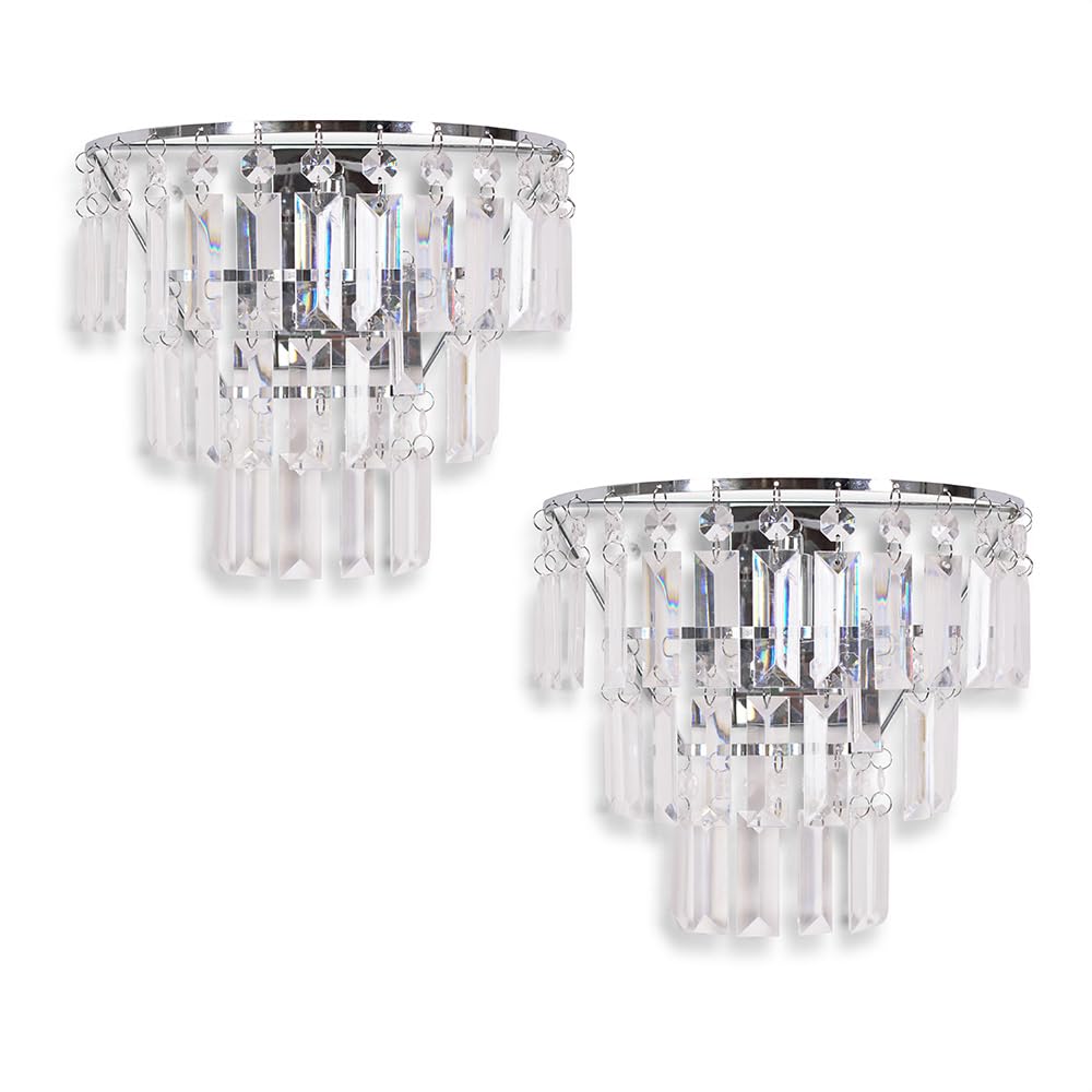 Valuelights Kelsks Pair Of Chrome And Clear Droplet Wall Lights And Bulbs from B&Q