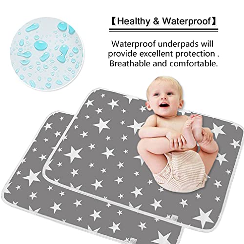 2 Pack Baby Diaper Changing Pad Maveek 19.6'' X 27.5'' Waterproof Changing Mat Portable Diaper Pad Travel Changing Mat Foldable Absorbent Mats For Home And Outdoor(2Grey) #TOP5