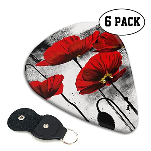 Beautiful Poppy Flower Ink Lot de 6 médiators pour guitare acoustique, guitare électrique, basse, ukulélé – fins, moyens… - Les Beatles, Paul McCartney, John Lennon, RIngo Starr, George Harrison Beautiful Poppy Flower Ink Lot de 6 médiators pour guitare acoustique, guitare électrique, basse, ukulélé – fins, moyens… – Image 3