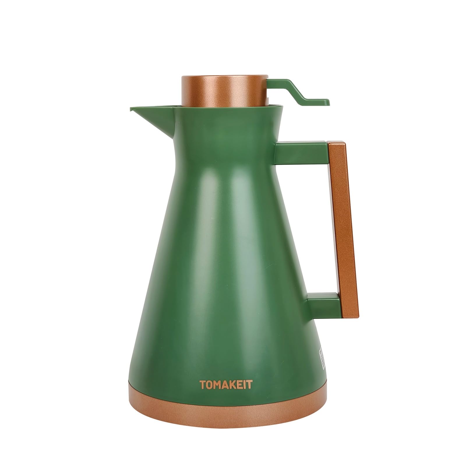 Thermal Coffee Carafe Vacuum Flask,1L Oz Plastic Shell with Red Glass Liner Thermos, Double-Wall Insulated, Leak-Proof, Hot & Cold Beverage Flask, for Home, Office, Travel, BPA-Free (Green)