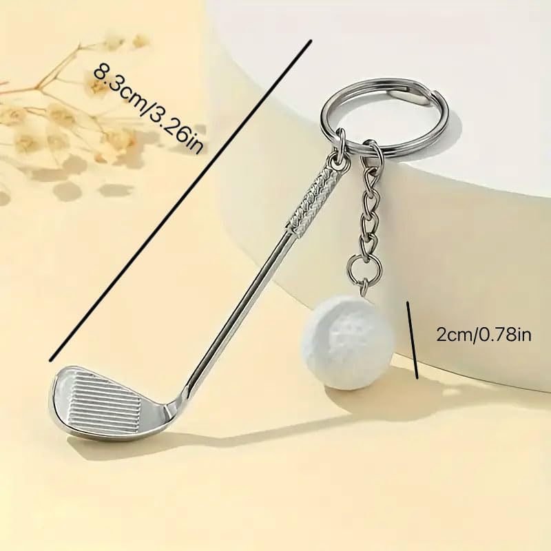 6 pc Mini Golf Keychain - Sporty Style Car Keyring Ornament, Ideal for Golf Lovers - Image 2