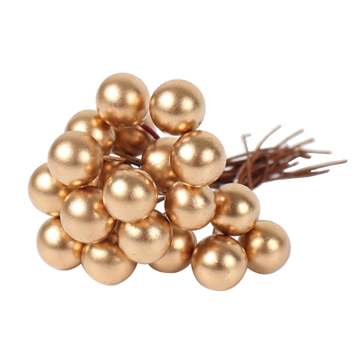 ECYC Ltd12Pcs/lot Gold Stamens for Flower Making, Faux Flower Stamens Artificial Flower Stamen Pistil Artificial Holly Berries Pearl Flower Stamen Pistil for Flower Crafts Christmas Decoration