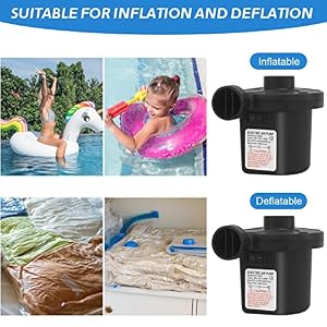 Bomba De Aire Eléctrica Portátil, 240V AC / 12V DC, Bomba De Aire para Colchones Inflables/deflactor para Piscinas, Barcos, Juguetes Hinchable o Camping, con 3 Accesorios
