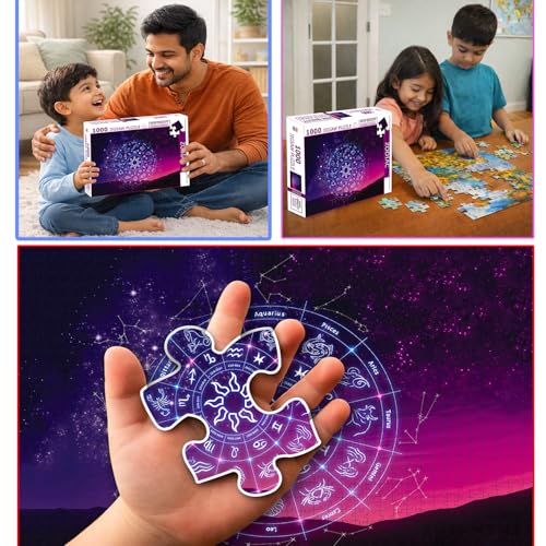Image of Zodiac Constellations Jigsaw Puzzle - 1000 Piece Puzzle | Astrology & Star Map Brain Game | Mystical Gift for Puzzle Lovers and Stargazers