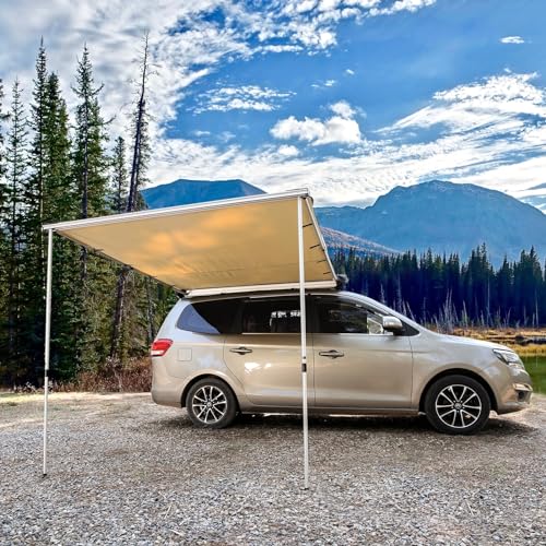 Timber Ridge WF-7898 Car Awning Camper Awning 8.2X6.5Ft Truck Awning Waterproof Pu10000Mm Uv50+ Rooftop Overland Camping, Retractable Side Awning Awning Tent Shade For Car/Suv/Truck/Van thumb #6