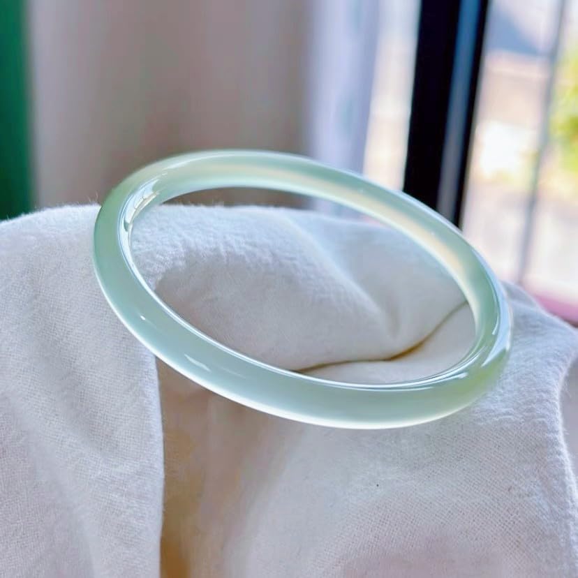 URED Floating Green Jade Bangle Bracelet For Women Narrow Feng Shui Bracelet Good Luck jade Bangle Genuine Healing For Woman Yoga meditation mother gift Birthday good luck - Image 5