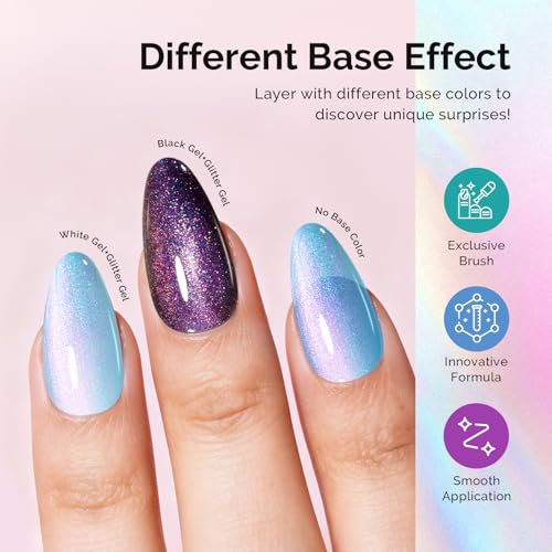 Image of MelodySusie Blue Aurora Shimmer Gel Nail Polish,Sparkle 0.5 Fl Oz Soak Off UV LED Holographic Blue Glitter Gel Polish Gift for Women Nail Art Manicure Salon DIY Nail Design Decoration at Home-G2103