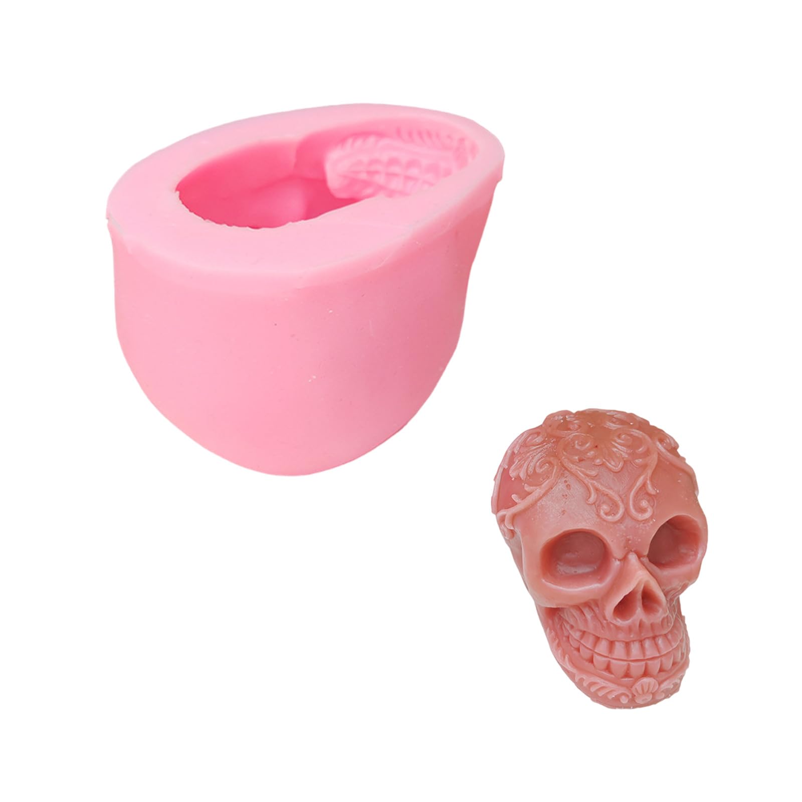 HUANGING Skull Molds Epoxy Resin Molds Baking Halloween Silicone for Chocolate Decorations Halloween Silicone Flower Skull Baking Plaster