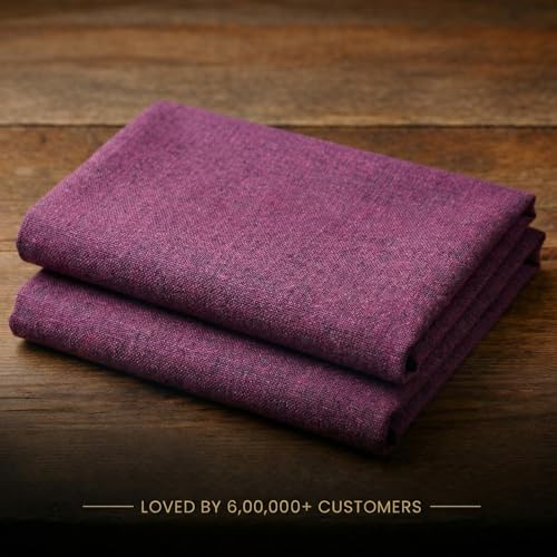 Image of Unstitched Cotton Fabric for Men and Women - Light Weight Trending Self Pattern Khadi Cotton Fabric Material (2.5 Meter, Dark Purple)