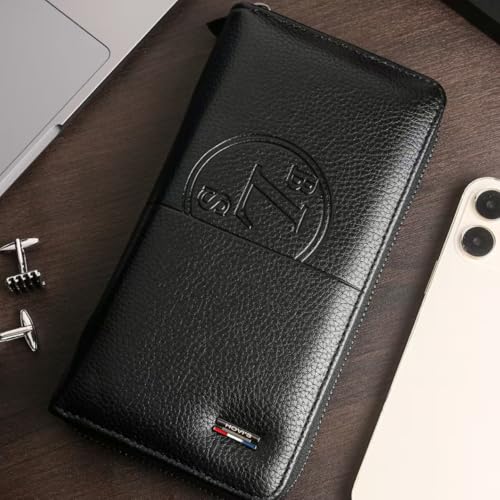 Men's Premium RFID Blocking Long Wallet with Detachable Chain - Bifold Design with Multiple Card Slots & Coin Pocket, Secure Travel Wallet for Everyday Use Gift for Him (Black)2