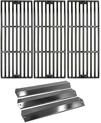 Hongso Repair Kit Cast Iron Grill Grates and Heat Plates Replacement for Char Griller Models Chargriller 5050 3001 5650 5072 3030 4208 4000 3008, King Griller 3008 5252