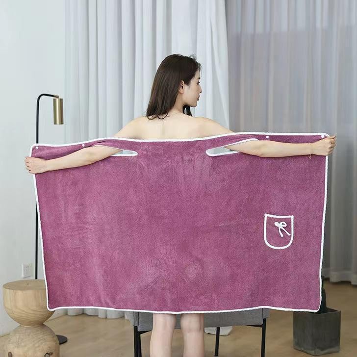 RFAN Women's Wearable Bath Skirt, with Bowknot Pocket & 2-Button Design, Perfect for Bath, Shower, to-dayily Use3