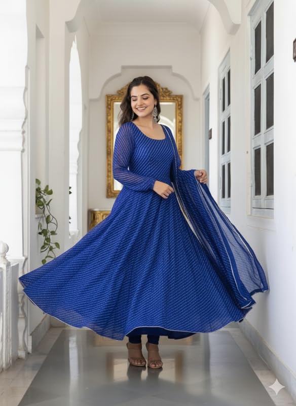 Image of Women's Georgette Anarkali Gown with Dupatta Set | Festive | Traditional | Wedding 190 Aarohi