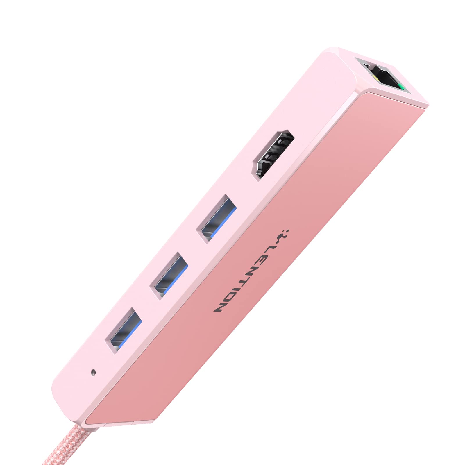LENTION Hub USB C a HDMI 4K, Ethernet 1000M, 3 Dongle USB 3.0, Adattatore per 2023-2016 MacBook Pro M2 M1, Nuovo Mac Air, iPhone 15 Plus Pro Max, Surface Pro 9, Chromebook (C25, Oro Rosa)