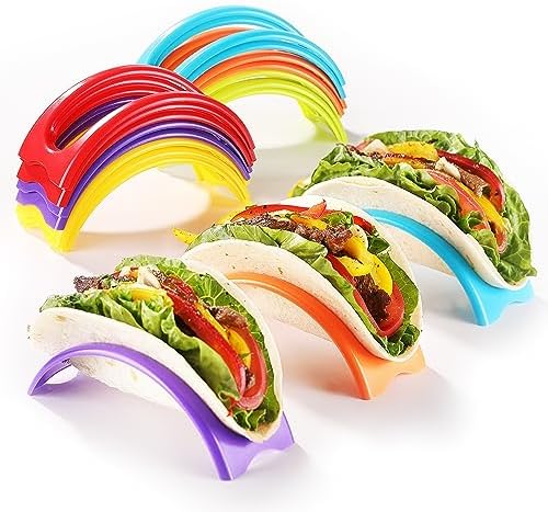 18PCS Individual Taco Holder Stand, MONGSEW Colorful Taco Holders Set of 18, Taco Stands for the individual serving, PP Materials Soft or Hard Taco Shell Holder, Dishwasher & Microwave Safe