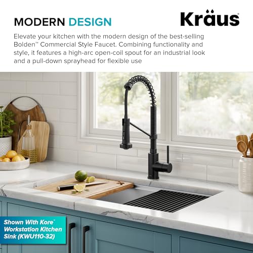 Kraus KPF-1610MB Bolden Commercial Style 2-Function Single Handle Pull Down Kitchen Faucet In Matte Black thumb #2