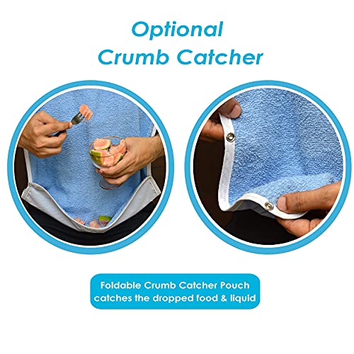 Brtex Waterproof Adult Bibs With Crumb Catcher (4 Pack) - 3 Layers Leakproof Clothing Protector, Premium Quality 100% Cotton Terry Cloth Adult Bibs For Eating Men Women Washable #TOP6