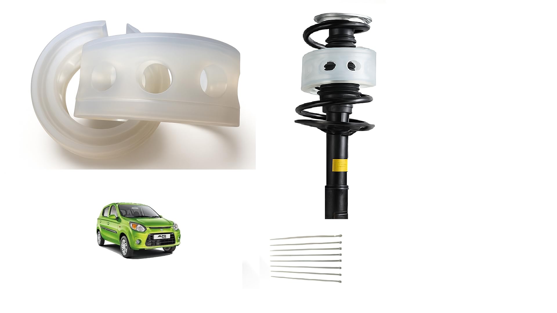 Autoclean Rear Car Coil Spring Buffer Kit For Increasing Car Height, Car Cushioner, Shock Absorber And Stabilizer Suspension Accessories For Alto 800 - Size B+-image-44