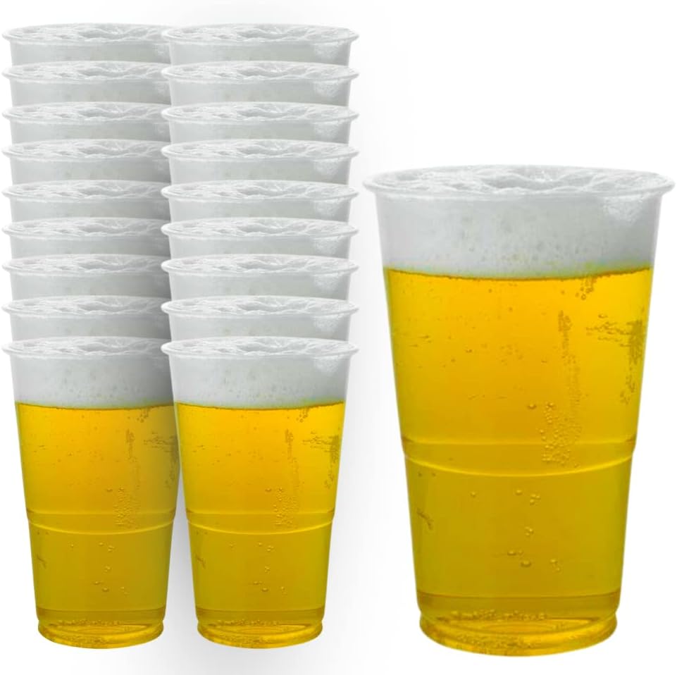 Zuvo Plastic Pint Glasses 660 ML - Full Pint - (Pack of 50) - Perfect Disposable Plastic Glasses for Pint - Best Beer Cups for Any Events