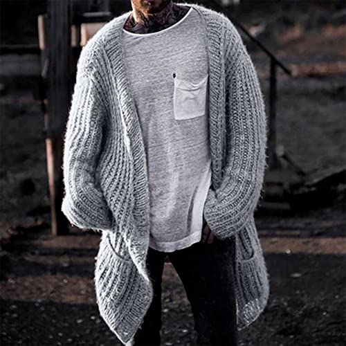 Long Cardigan Sweaters for Men Plus Size Cable Knit Sweater Casual Knit Cardigan Fall Winter Sweaters with Pockets2