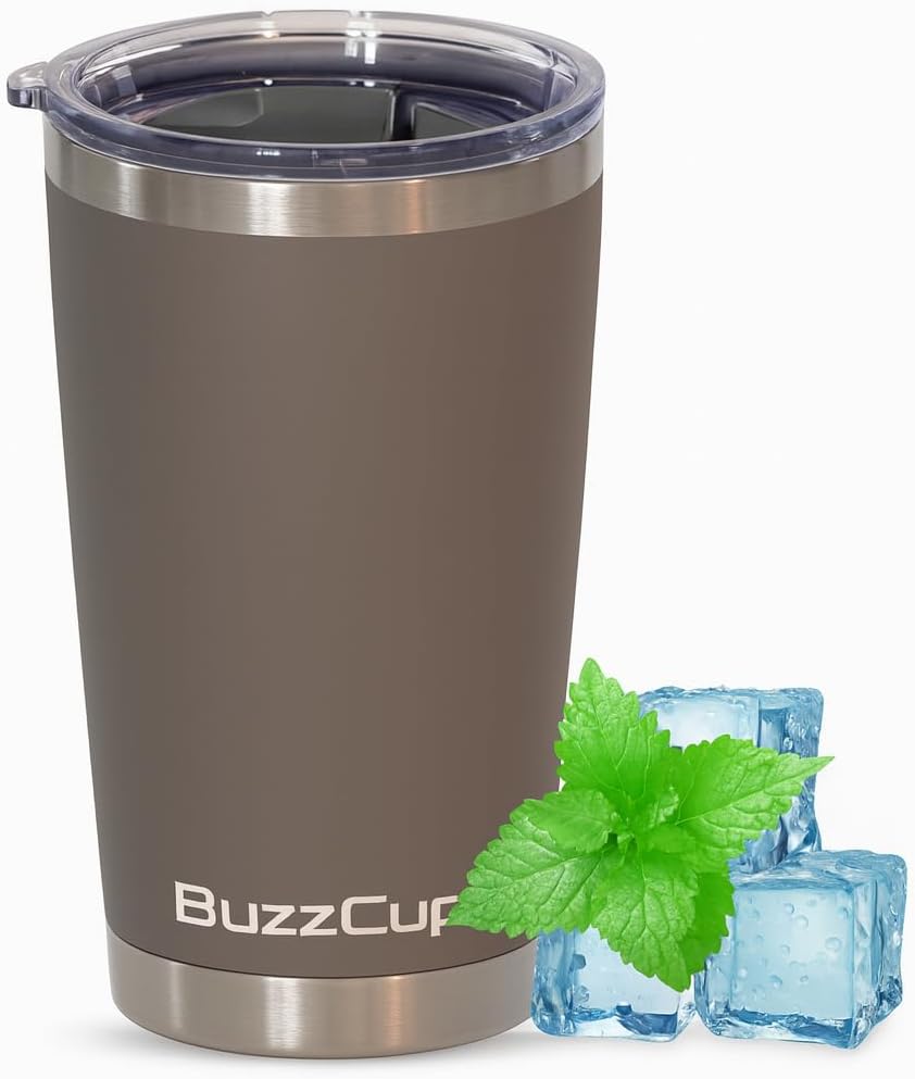 20 oz Stainless Steel Tumbler with Magnetic Slide Lid �� Double Wall Insulated Coffee Travel Mug, Leak Proof Iced Coffee Cup, Hot & Cold Tumbler (Grey)