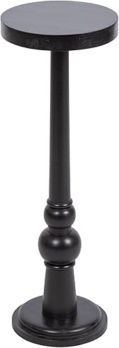 Kate and Laurel Wegner Mesa redonda de madera tradicional para bebidas, 8 x 23 pulgadas, color negro, mesa de pedestal elegante y duradera para uso