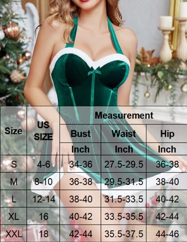 Avidlove Vestido de Natal, corpete frente única, vestido sexy de Papai Noel, lingerie de Natal Babyd
