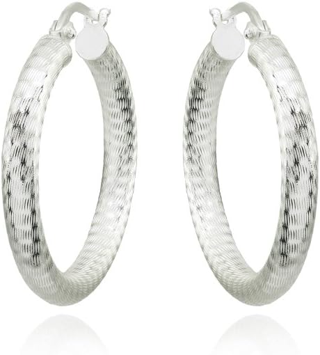 Sterling Silver 3mm Textured Click-Top Round Hoop Earrings, 20mm, 25mm or 30mm - Image 3