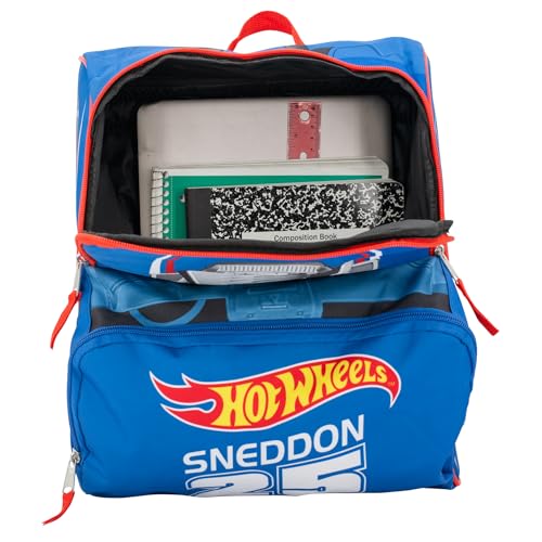 Image of AI ACCESSORY INNOVATIONS Hot Wheels Blue Sneddon #25 Twinduction Race Car Shaped 14 inch Mini Backpack, Kids School Bag, Blue