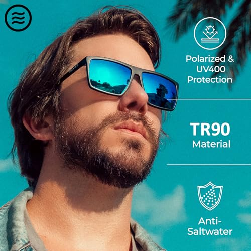 NEVEN Men's Polarized Sunglasses - Chic Rectangular Glasses - UV Protection Glasses for Coastal Activities.3