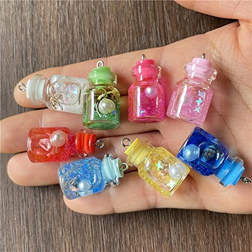 dodouna 10 Stück Zufällig Gemischte Charge Glasflasche Muschel Perle Charm Anhänger DIY Armband Halskette Schlüsselanhänger Verbindungsteile Cover