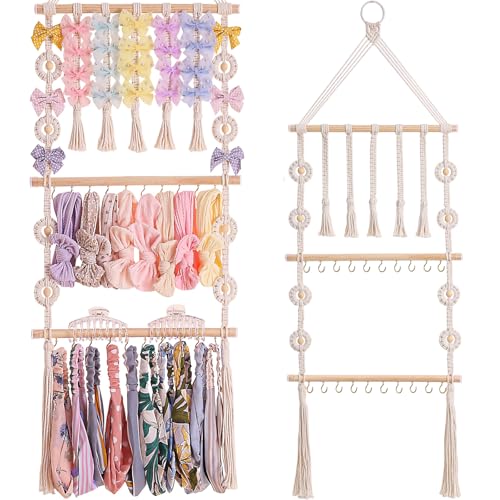 Image of Officentra Bow Holder for Girls Hair Bows - Bow Organizer for Girls, Wall-Mounted Baby Headband Organizer, Headband Holder for Baby Girl