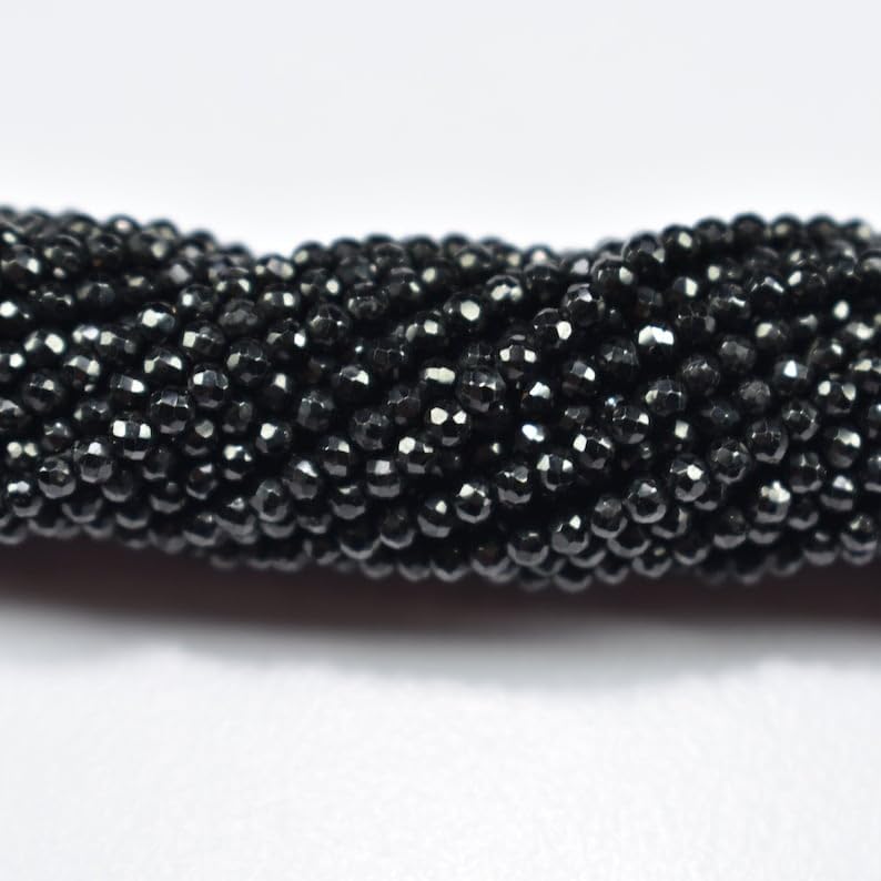 Spinelle noire naturelle 2.5mm perles précieuses à facettes haut de gamme pour bijoux