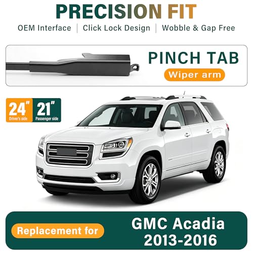 Image of Windshield Wiper Blades Replacement for GMC Acadia 2013 2014 2015 2016,Original Equipment Replacement Front Rear Wiper Blade Set - 24 inch 21 inch 11 inch (Set of 3)