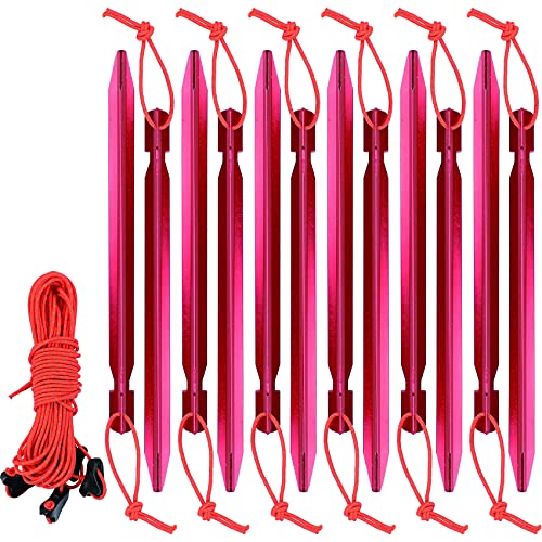 Clostnature Aluminum Tent Stakes - Heavy Duty Tent Pegs with Ropes, Ultralight Tent Stakes for Camping, Canopy(12pc Pack)