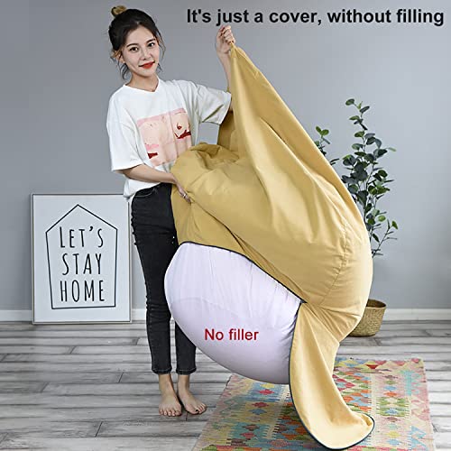 Bean Bag Sofas Cover(No Filler) Durable Comfy Lounger Couch Lazy Floor Sofa High Back Bean Bag Chairs For Adults, Teens, Kids - Memory Foam&Stuffed Animal Storage Toy Beanbags Cover ( Color : Yellow , #TOP3