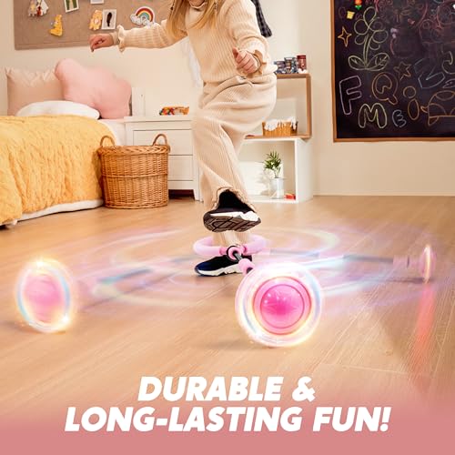 JOYIN Pink Ankle Skip Ball with Flashing Lights, Toy for Kids Indoor & Outdoor, Flashing Swing Ball Foldable Sports Toy, Birthday Gifts for Kids 3 4 5 + by JOYIN - Used condition - Image 4