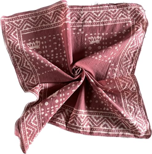 Bandana Scarf Handmade Hand Block Print Gamayun Bandana in Cream, Pumpkin and Steel - Handmade Organic Cotton Bandana block print bandana scarf2