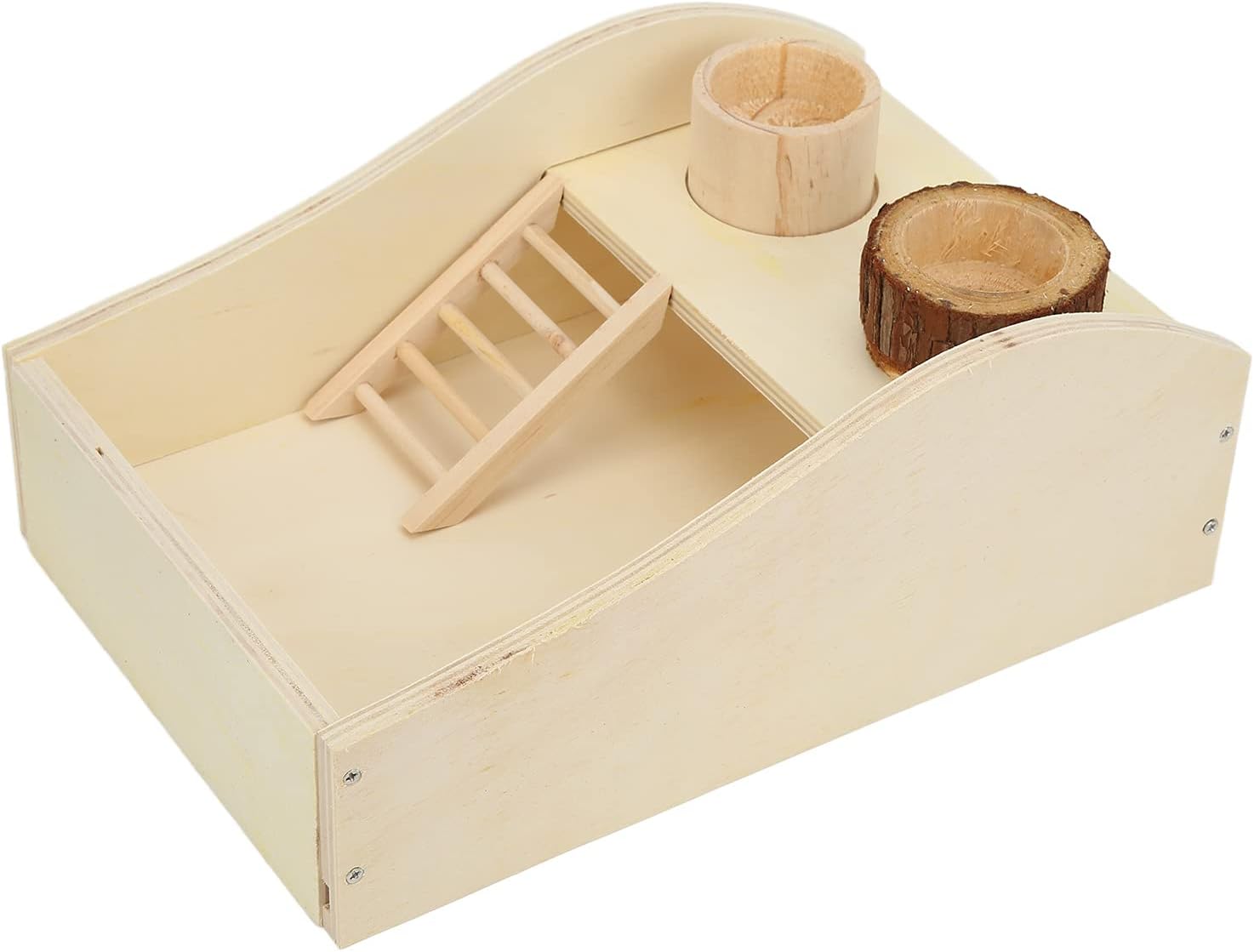 Climbing Ladder Feeder Bowl Hamster Sand Bath Box, Digging Room Litter Box for Small Pets