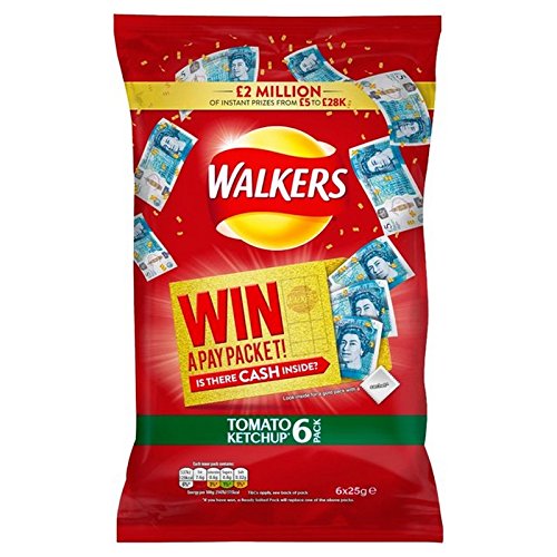 (Walkers (���s��)) �g�}�g�P�`���b�v�`�b�v�X25G���p�b�N������×6 (x6) - Walkers Tomato Ketchup Crisps 25g x 6 per pack (Pack of 6) [���s�A���i]