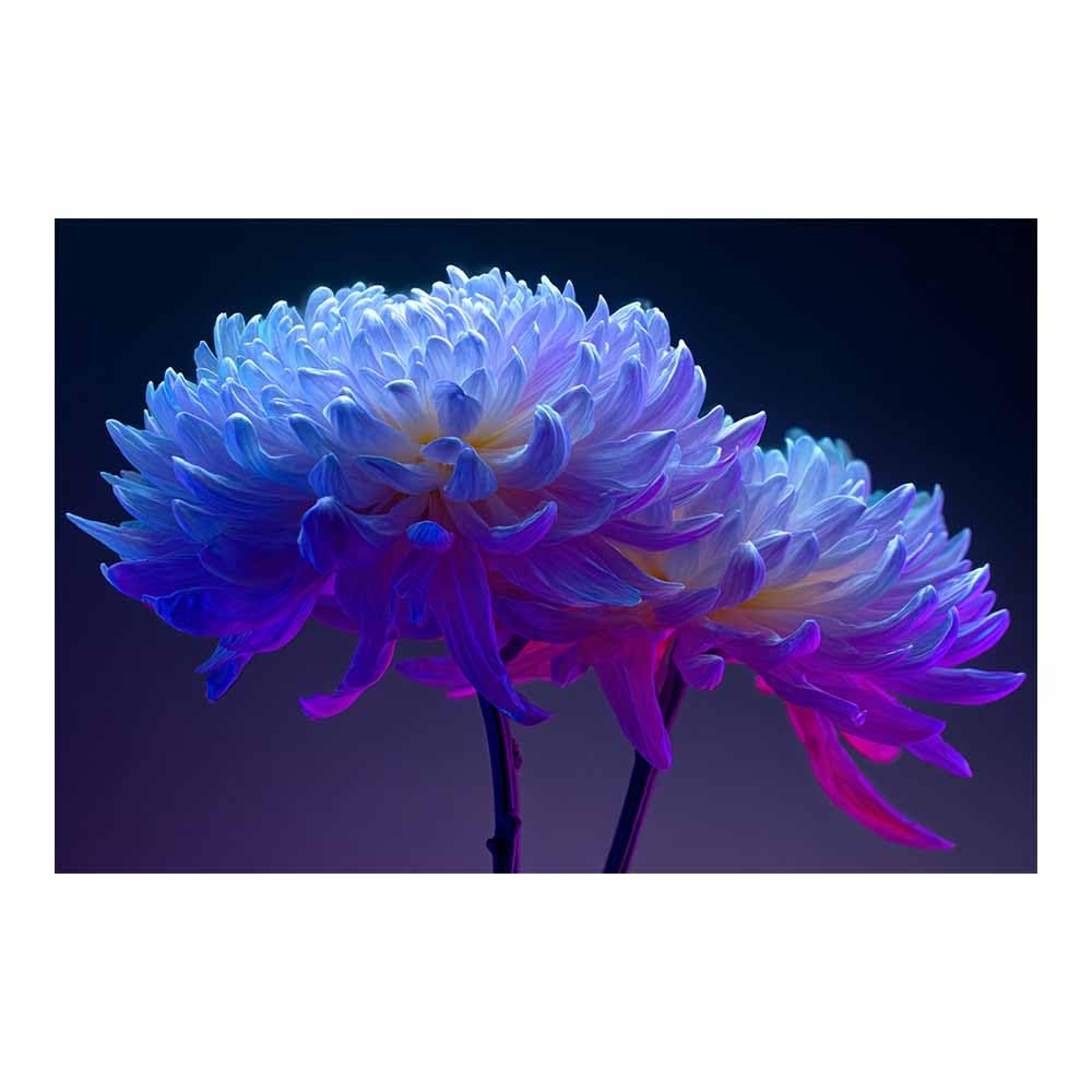 ZAMAEIU Landscape Canvas Painting Dense-petalled blossoms Wall Decor, Modern Artwork, For Bedroom Living Room Bathroom Home Office Room Decorations(blue)-60x90cm Unframed
